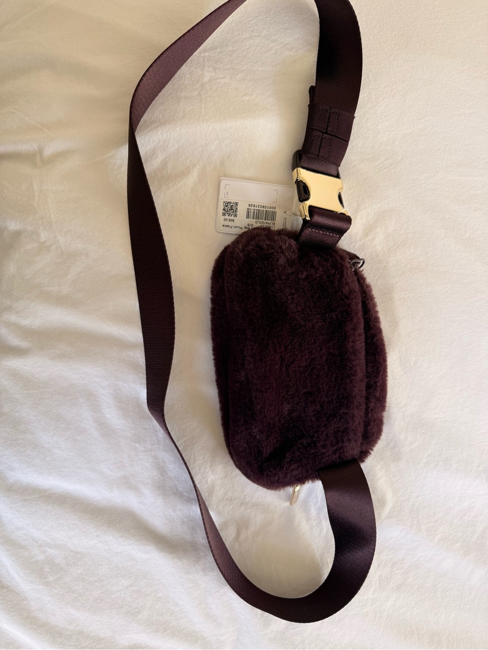 Lululemon maroon Faux-Fur Crossbody Bag with Gold Hardware - Picture 5 of 6